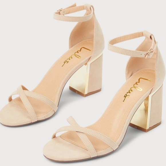 Lulus Shoes - NWOT‎ Lulus Ailsa II Light Nude Suede Ankle Strap Heels